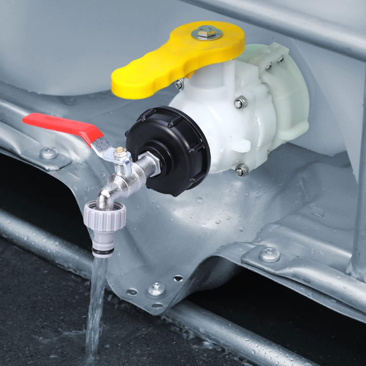 1000L Tank Faucet with Irrigation Hose Adapter, S60X6 IBC Faucet Connector, Rainwater Harvester Garden Faucet (1/2\" Plastic Adapter)