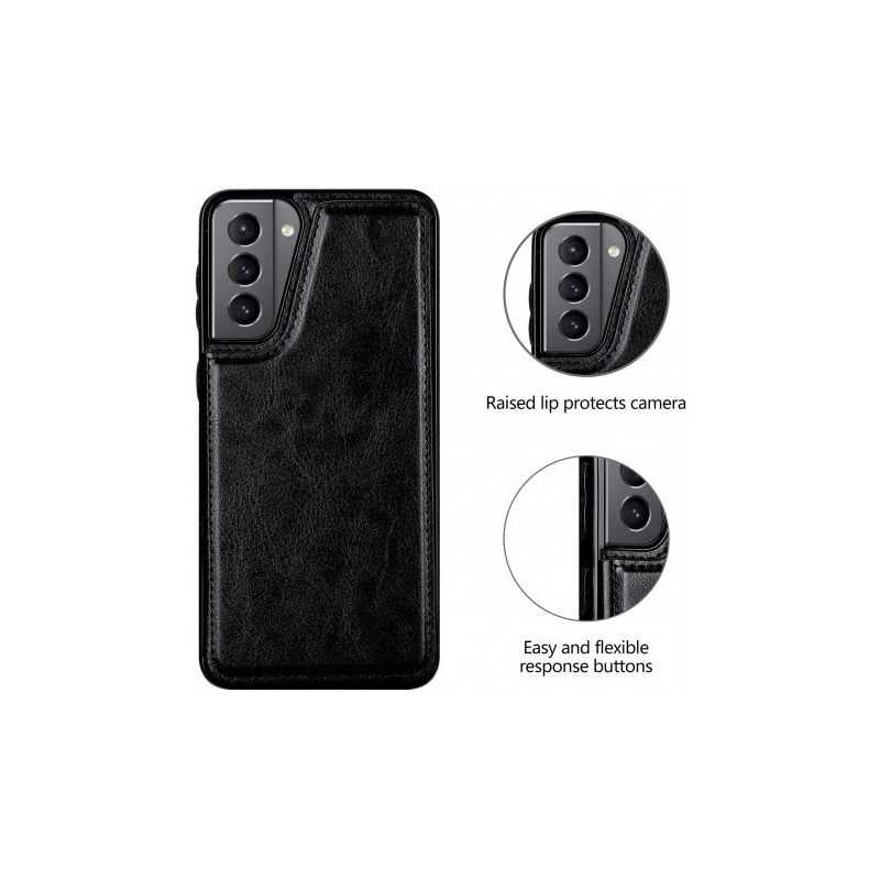 Samsung S22 Shockproof Case Card Holder 3-COMPARTMENT Flip Black_yux