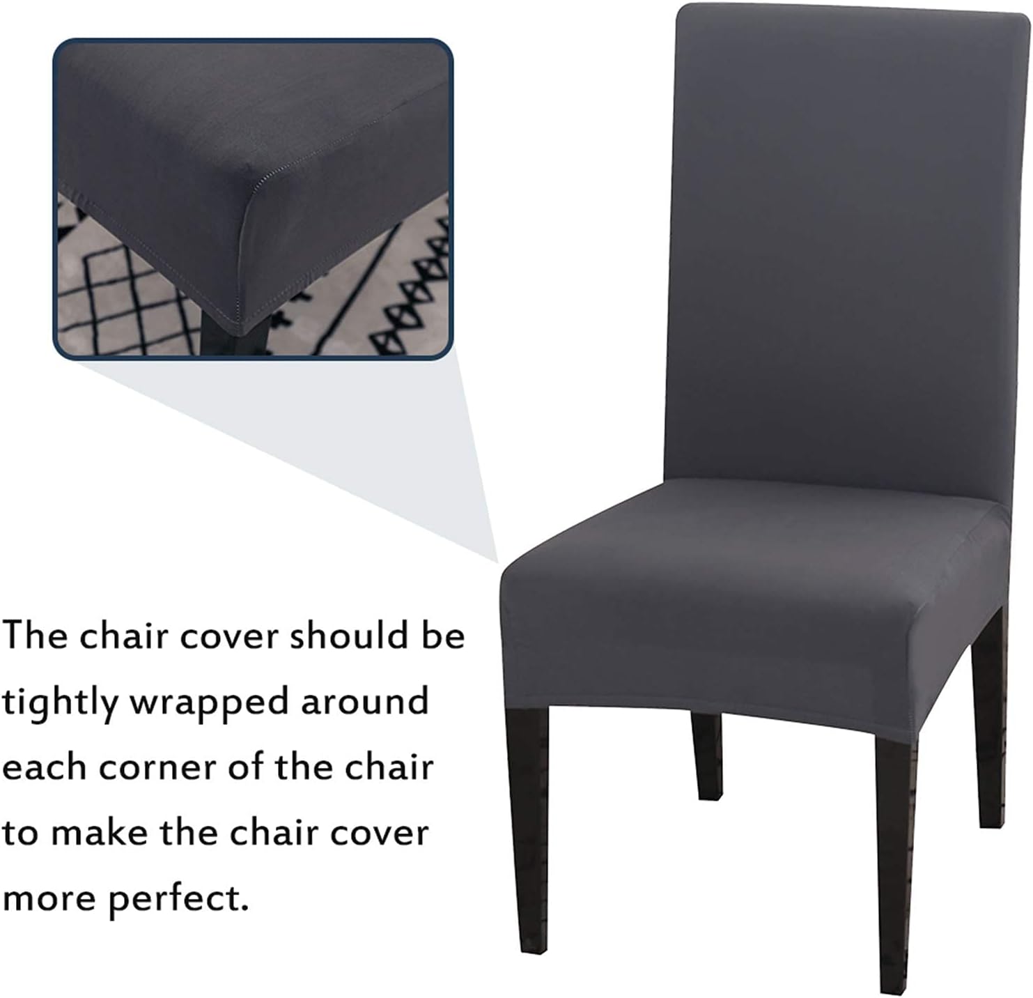 Chair Covers Set of 4 or 6, Stretch Removable Washable Chair Covers Decoration Slipcovers Seat Covers for Hotel grey-tfrf grey 6pcs