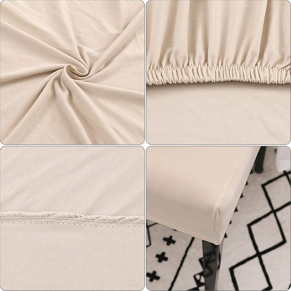 Dining Room Chair Covers, Set of 4 or 6, Stretchy, Removable, Washable, Chair Covers, Decorative Protectors, Seat Covers for Hotel Beige-tfrf Beige 6pcs