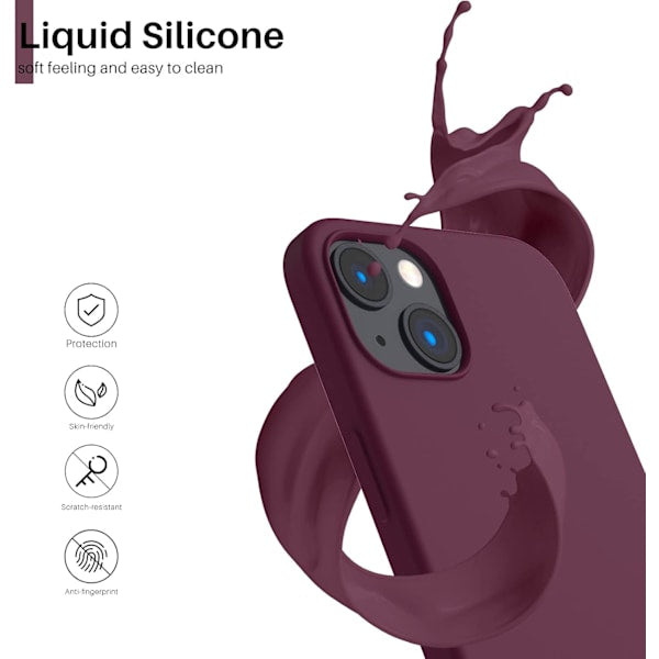 iPhone 13 Case, Liquid Silicone Case for 6.1 inch iPhone 13, Ultra Thin Case, Full Coverage Shockproof Protective Soft Case Red Red wine