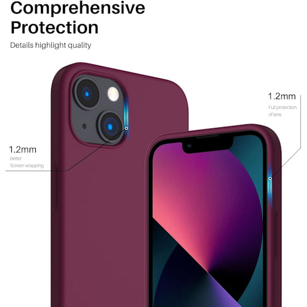 iPhone 13 Case, Liquid Silicone Case for 6.1 inch iPhone 13, Ultra Thin Case, Full Coverage Shockproof Protective Soft Case Red Red wine