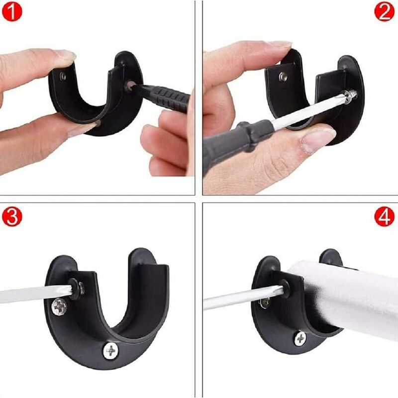 Wall Mounted Clothes Rod Holder, Curtain Rod Bracket, Shower Curtain Rod Bracket for 1.26 Inch Diameter Clothes Rod, 2-Pack