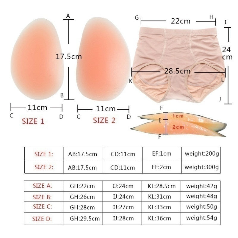 Silicone Insert Enhancer Fake Buttock Panty Hip Lift Black - Perfect Black Black M