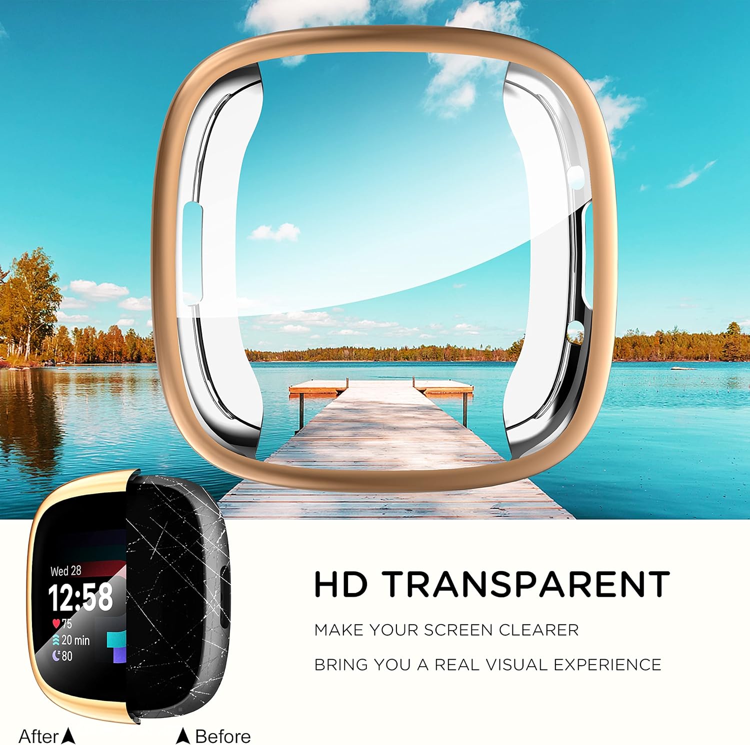 Diruite 4-Pack Case for Fitbit Versa 4/Sense 2 Screen Protector, HD Shockproof Soft TPU Full Protection Screen Protector Case for Fitbit V_qcx