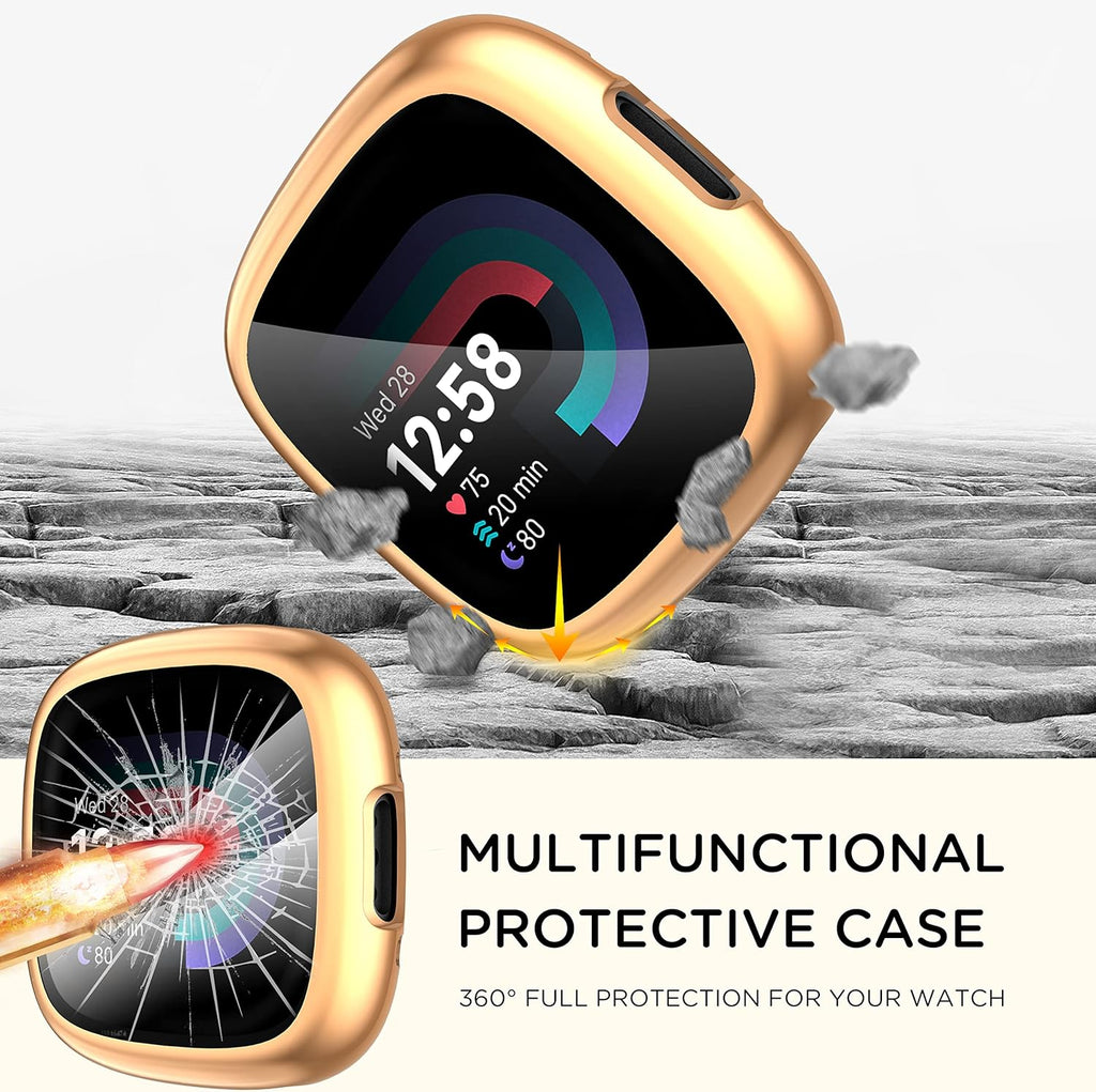 Diruite 4-Pack Case for Fitbit Versa 4/Sense 2 Screen Protector, HD Shockproof Soft TPU Full Protection Screen Protector Case for Fitbit V_qcx