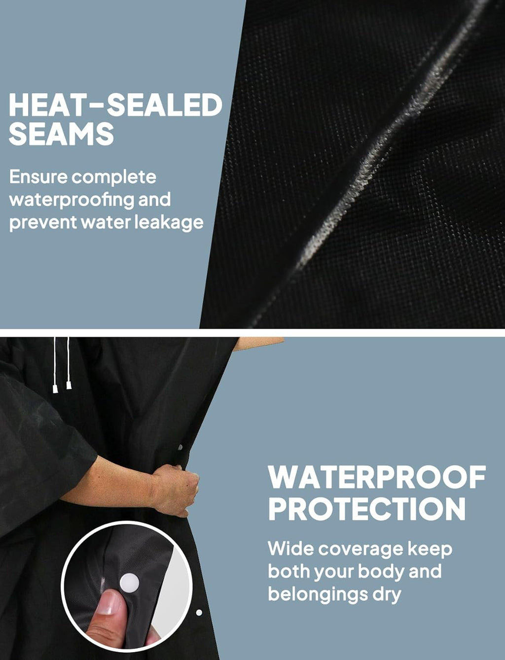 Rain Ponchos for Adult Emergency Raincoats Reusable Hooded Rain Jackets for Men Women(2 pack)