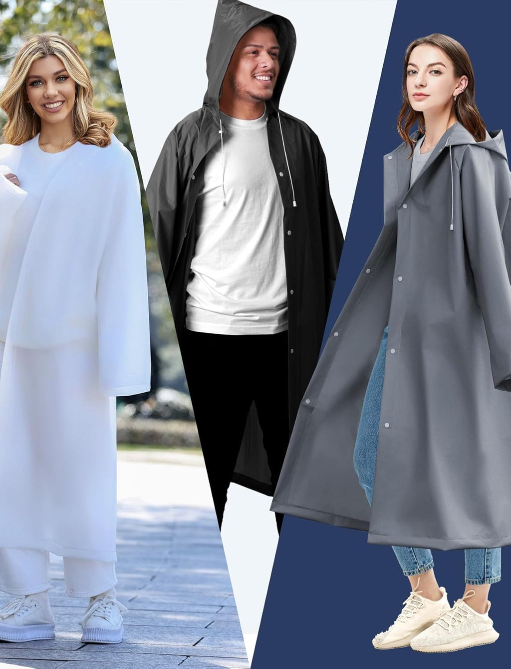 Rain Ponchos for Adults Lightweight Reusable Raincoats for Men Women Emergency Rain Jacket with Hood 2 Pack