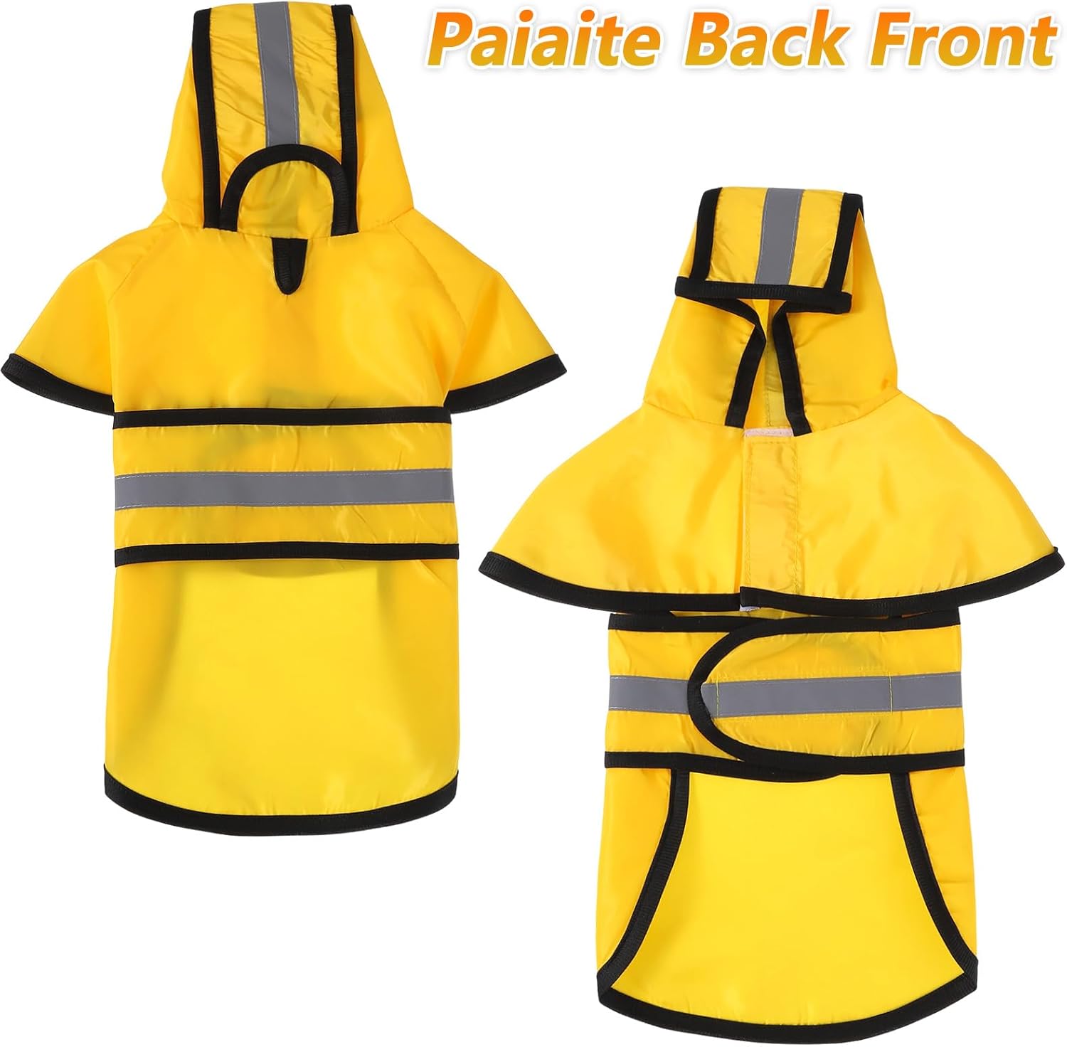 Dog Raincoat with Hood, Rain Jacket for Dogs Waterproof with Reflective Safety Hooded Slicker Poncho, Convenient Leash Hole & Adjustable Fit, Perfect for Small, Medium, and Large Dogs (Yellow M Size)