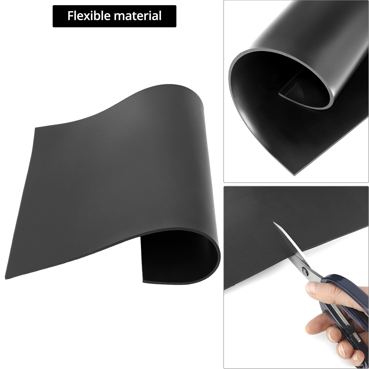 Rubber Sheet Roll, Solid Rubber Gasket Strip, 12" W x 12" L 1/8" Thick, for Sealing, Bumpers, Weather Stripping, DIY Gaskets, Crafts, Flooring