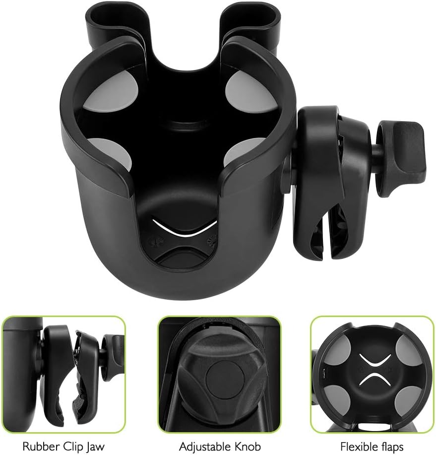 Stroller Cup Holder with Phone Holder, Bike Cup Holder, Universal Cup Holder for Uppababy Nuna Doona Strollers, 2-in-1 Cup Phone Holder for Stroller, Bike, Wheelchair, Walker, Scooter