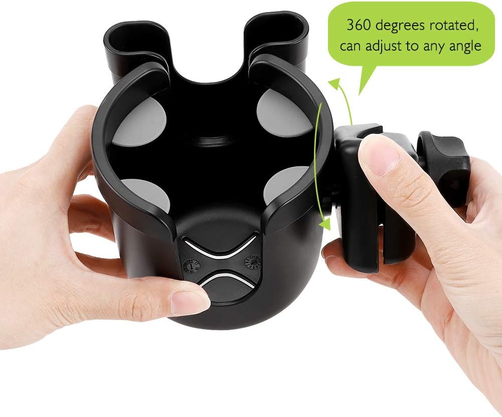 Stroller Cup Holder with Phone Holder, Bike Cup Holder, Universal Cup Holder for Uppababy Nuna Doona Strollers, 2-in-1 Cup Phone Holder for Stroller, Bike, Wheelchair, Walker, Scooter