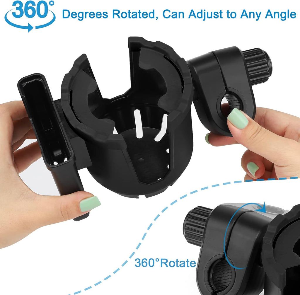 Stroller Cup Holder with Phone Holder, Universal Cup Holder, 2-in-1 Cup Phone Holder for Stroller, Bike, Walker, Wheelchair