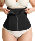 Women's Black Waist Trainer with Zipper Shapewear Tummy Control Body Shaper Sport Slimming Belt