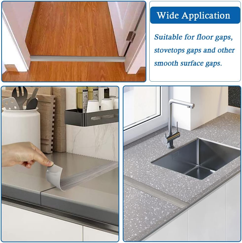 Floor Transition Strip Self Adhesive Floor Cover Strips Laminate 2" Wide Vinyl Flat Divider Transitions Elegant Wood Grain Design (5cm, 6.56Ft, Gray)