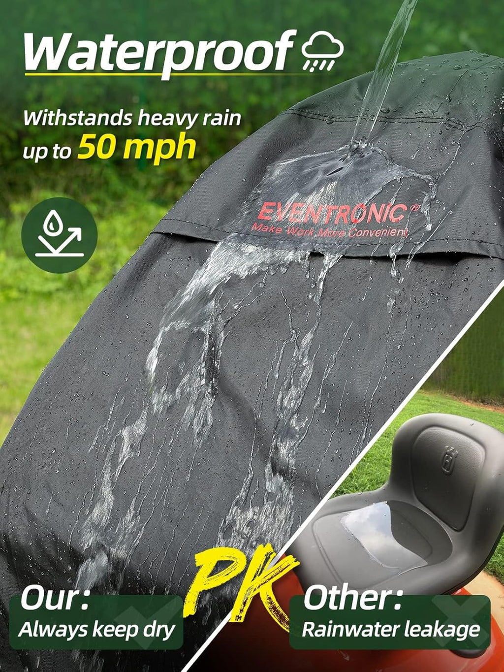 Riding Lawn Mower Cover, 54" Lawnmower Covers For Outdoor, 420D Polyester Oxford Lawn Mower Cover Waterproof Heavy Duty, Riding Lawn Tractor Cover