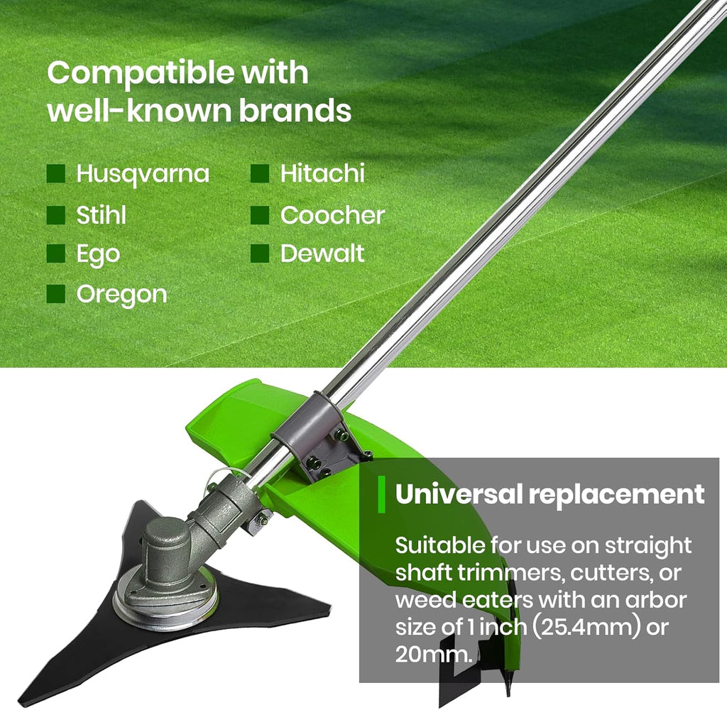 (2-Set) 10" x 3 Teeth Carbon Steel Brush Cutter Blades with Washers - 2 Blades and 2 Washers - Blades for 20mm or 25.4mm Arbor - Compatible with Husqvarna, Stihl, Ego, and More