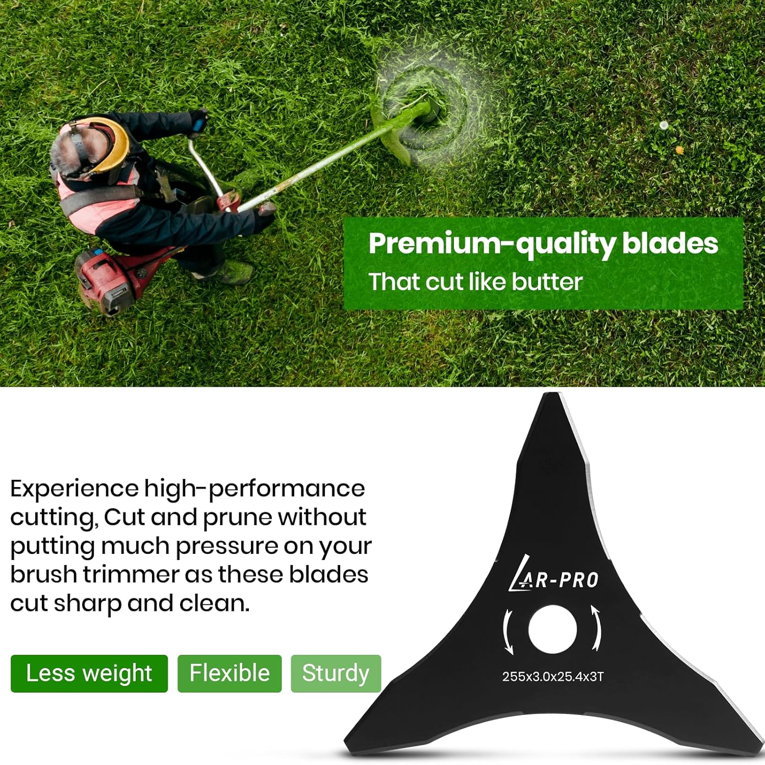 (2-Set) 10" x 3 Teeth Carbon Steel Brush Cutter Blades with Washers - 2 Blades and 2 Washers - Blades for 20mm or 25.4mm Arbor - Compatible with Husqvarna, Stihl, Ego, and More
