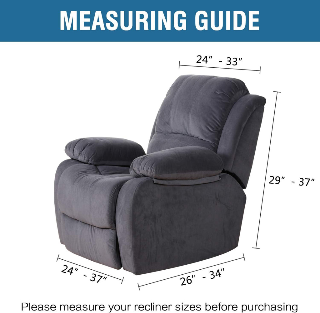 Super Stretch Recliner Couch Covers Chair Cover Form Fitted Non Slip Reclining Slipcovers for Standard Large Recliner, Soft Thick (1 Pack, Grey)