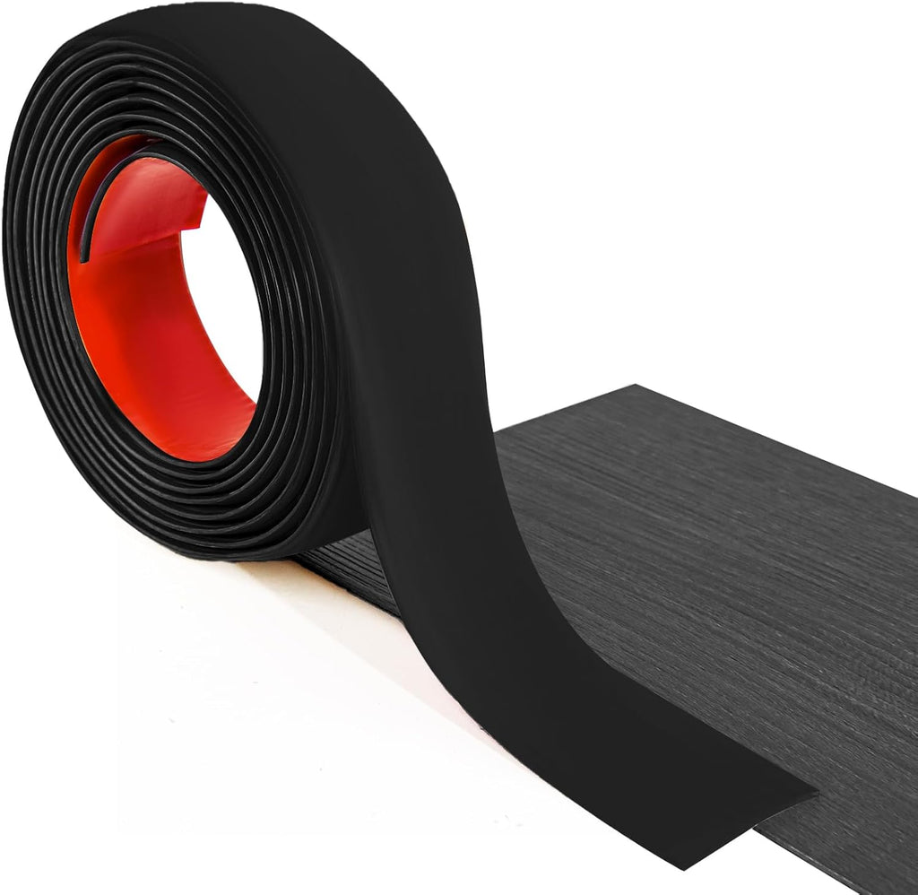 Self Adhesive Vinyl Floor Transition Strip,Laminate Floor Strip Floor Flat Divider Strip for Joining Floor Gaps,Carpet Threshold Transition,Floor Tiles（10 FT, 1.57in, Black）