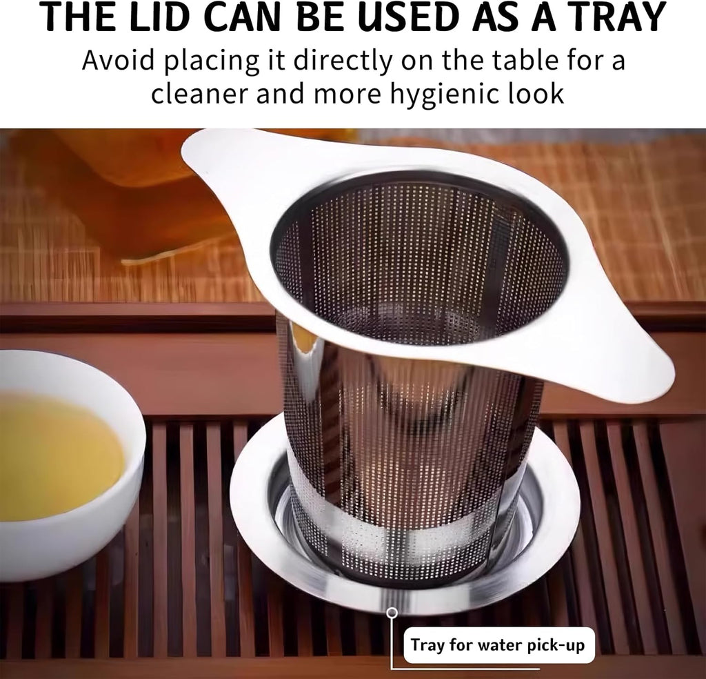 2 Pack Tea Infuser Stainless Steel Mesh Strainer, Tea Strainer Steeper Filter with Double Handles for Hanging on Teapots, Mugs, Cups to Steep Loose Leaf Tea and Coffee, Large Capacity (Silver)