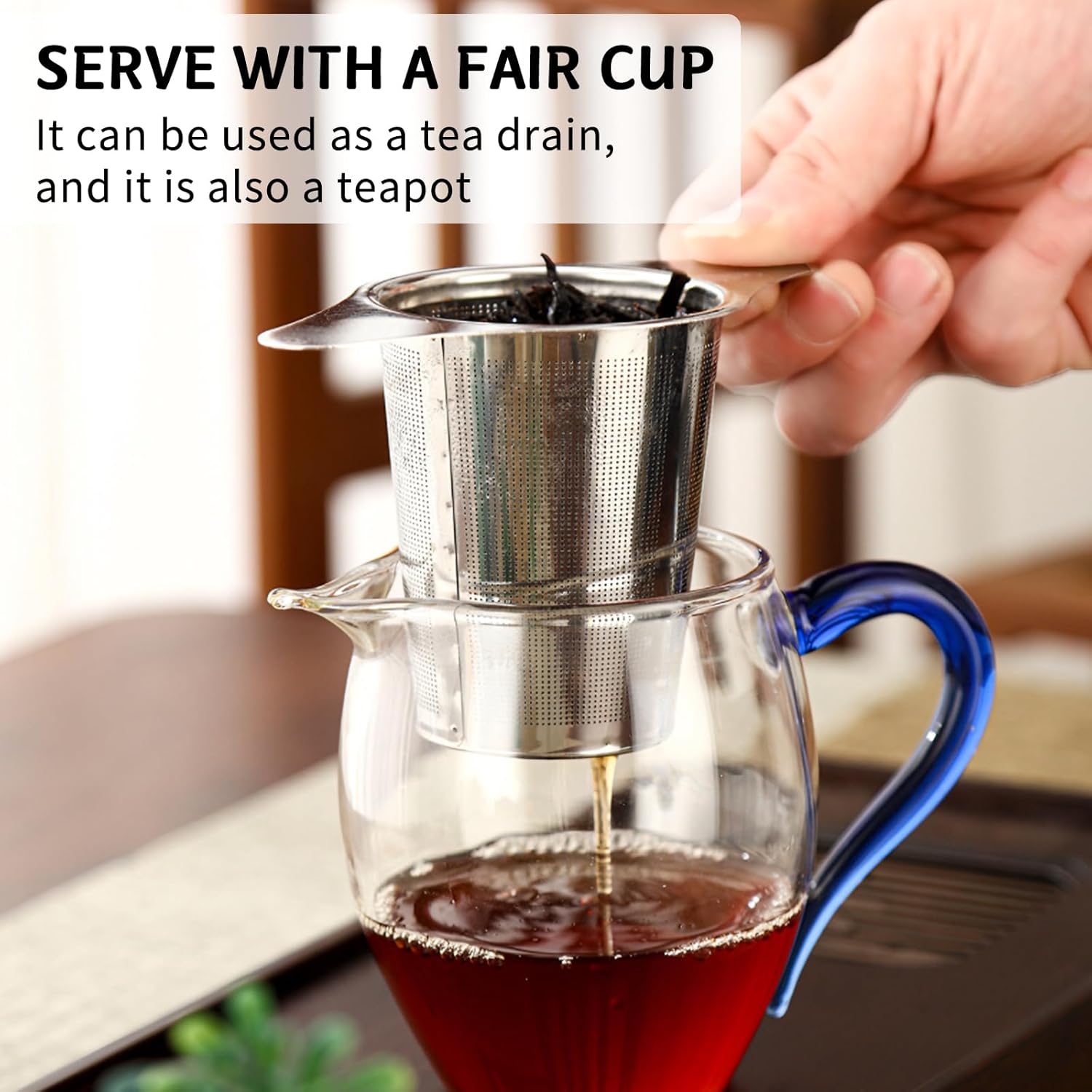2 Pack Tea Infuser Stainless Steel Mesh Strainer, Tea Strainer Steeper Filter with Double Handles for Hanging on Teapots, Mugs, Cups to Steep Loose Leaf Tea and Coffee, Large Capacity (Silver)