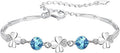 Silver Bracelet for Women,Four-Leaf Clover Bracelet Shiny Crystal Diamond Adjustable Bracelet Mother's Day Jewelry Gift Birthday Christmas Gifts for Women