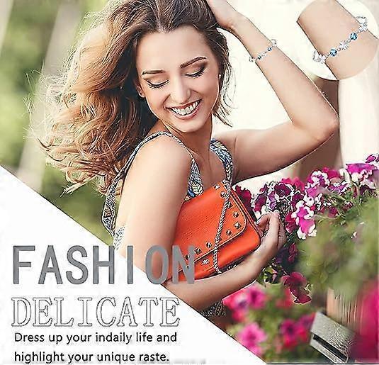 Silver Bracelet for Women,Four-Leaf Clover Bracelet Shiny Crystal Diamond Adjustable Bracelet Mother's Day Jewelry Gift Birthday Christmas Gifts for Women