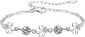 Silver Bracelet for Women,Four-Leaf Clover Bracelet Shiny Crystal Diamond Adjustable Bracelet Mother's Day Jewelry Gift Birthday Christmas Gifts for Women