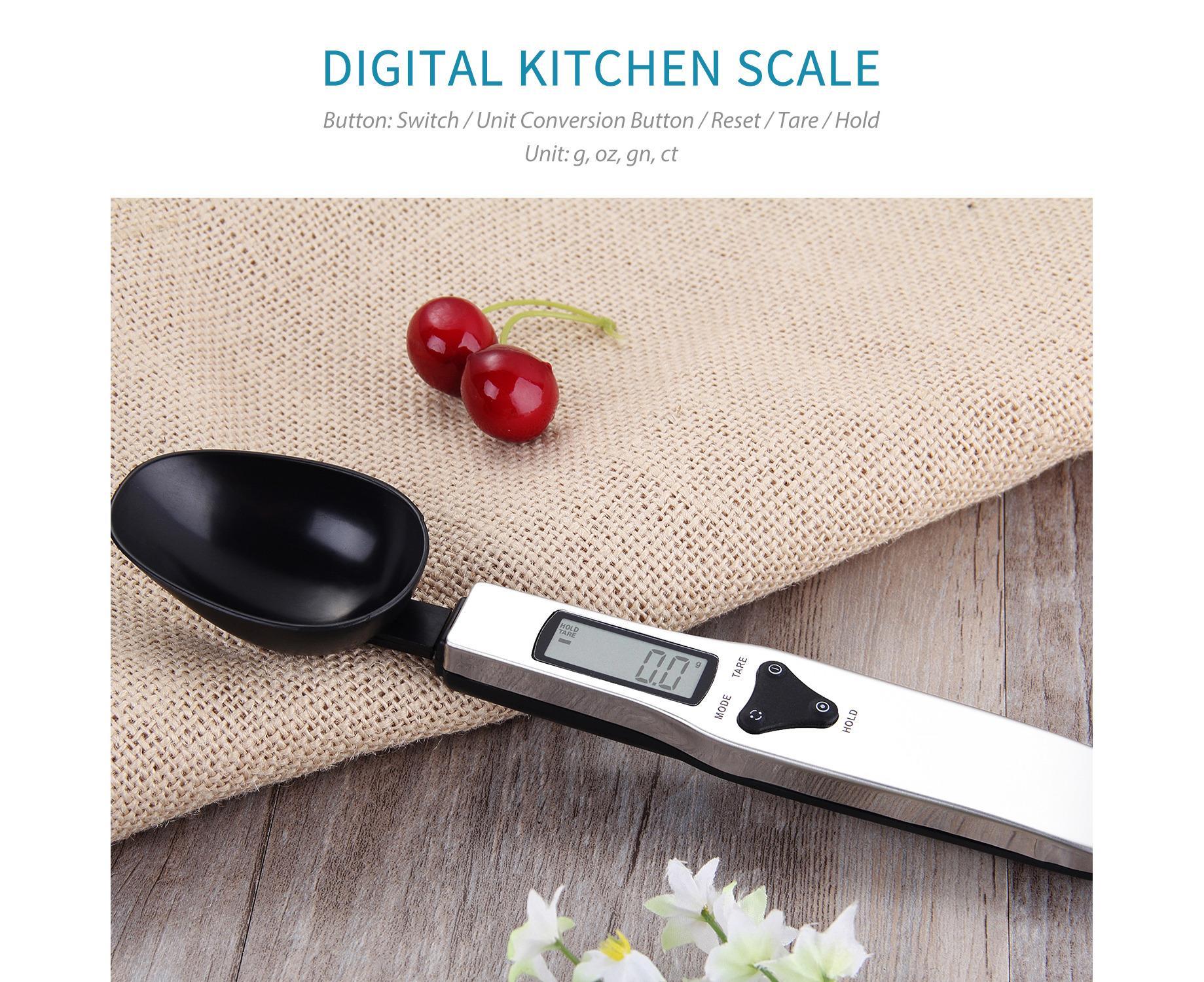 300g Food Spoon Scale Digital Kitchen Spoon Scale LCD Display Scale Weight G OZ GN CT for Baking Cooking Portable Food Scale 0.1g Precise