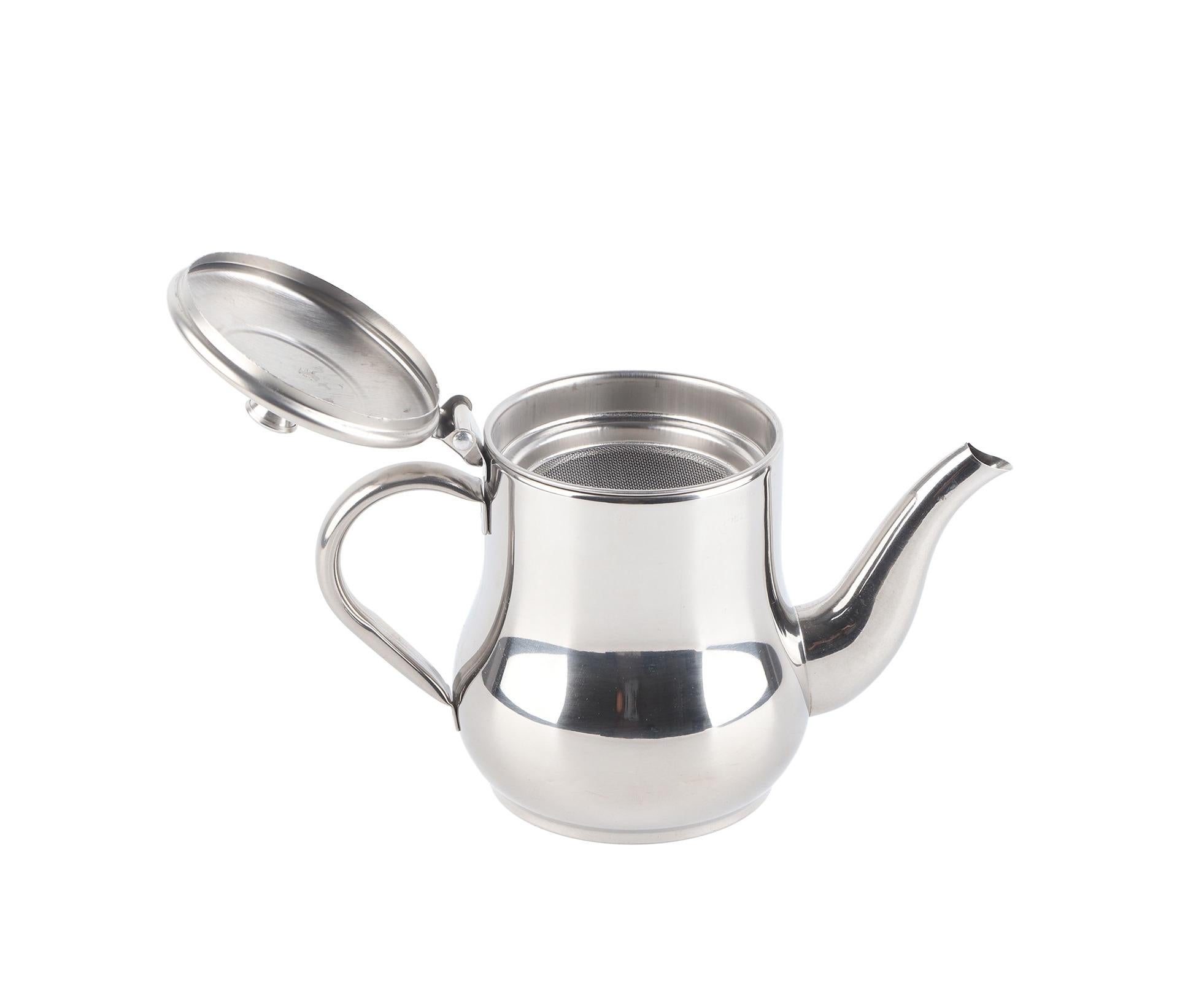 Stainless Steel Tea Pot with Filter, Rust-Proof, Durable Oil Strainer Pot for Hotels & Homes, 500ml, Natural Color