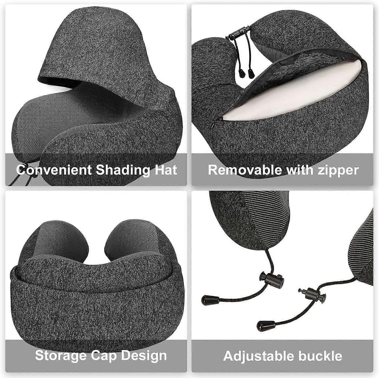 Memory Foam Hooded Travel Neck Pillow Comfortable Travel Pillow with Hood