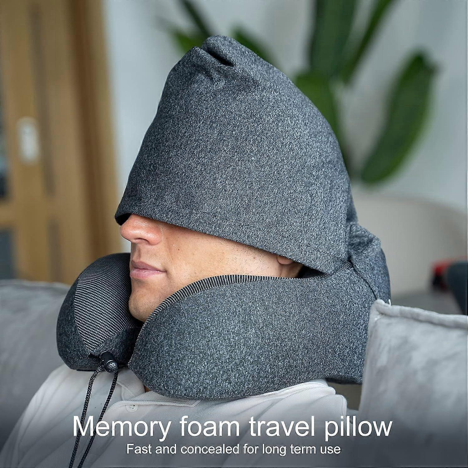 Memory Foam Hooded Travel Neck Pillow Comfortable Travel Pillow with Hood