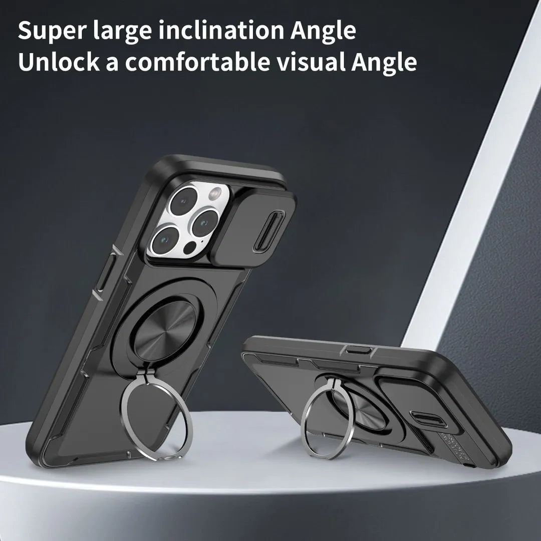 Red Warrior 2-in-1 Magnetic Sliding Lens Case black for iPhone 14 Pro