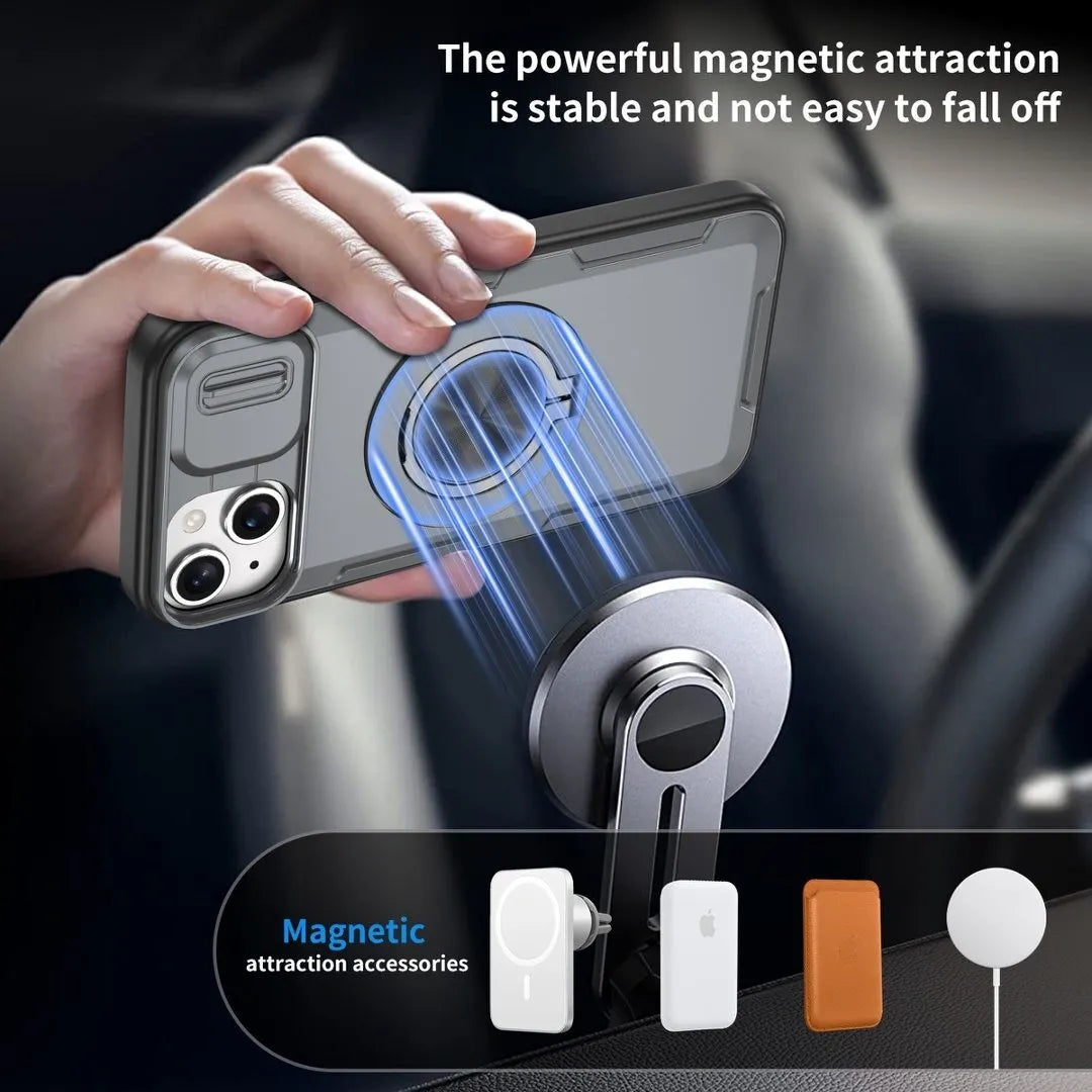 Red Warrior 2-in-1 Magnetic Sliding Lens Case grey for iPhone 14