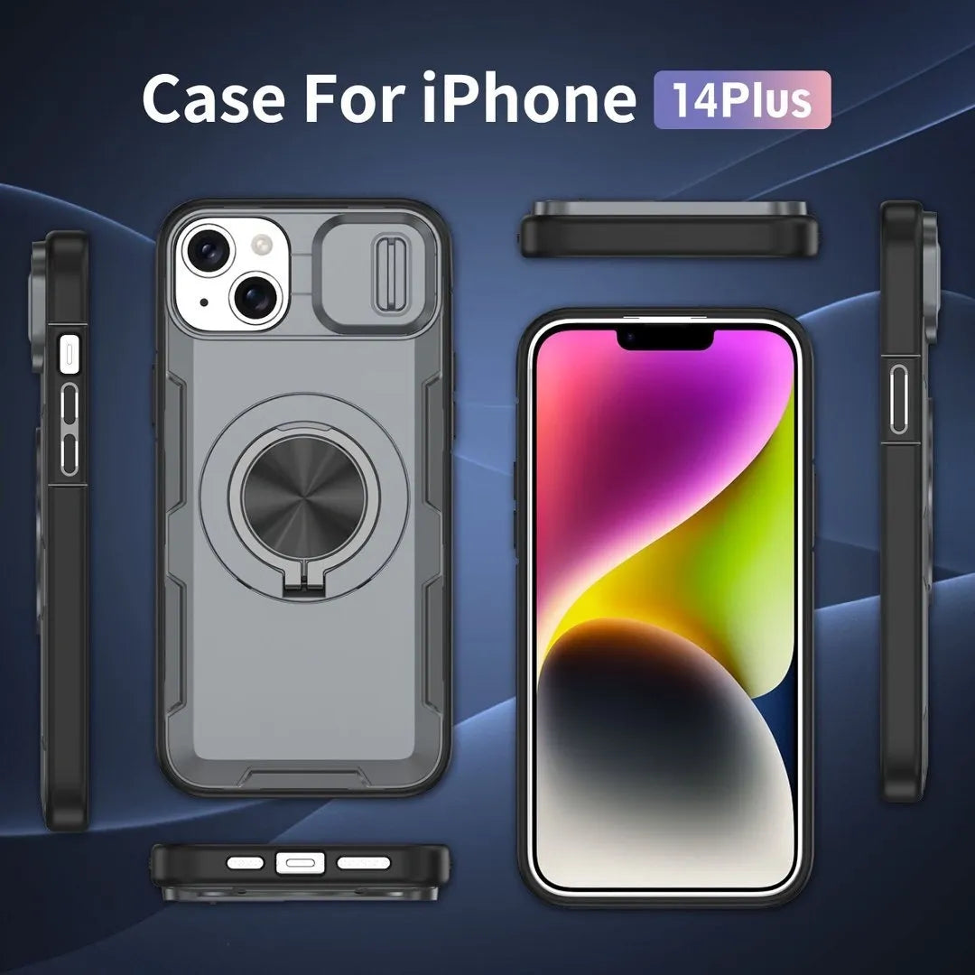 Red Warrior 2-in-1 Magnetic Sliding Lens Case grey for iPhone 14