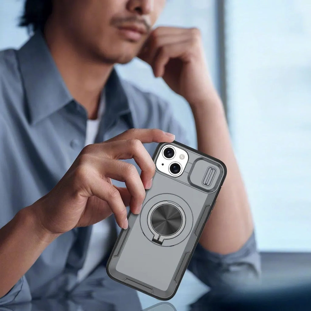 Red Warrior 2-in-1 Magnetic Sliding Lens Case grey for iPhone 14