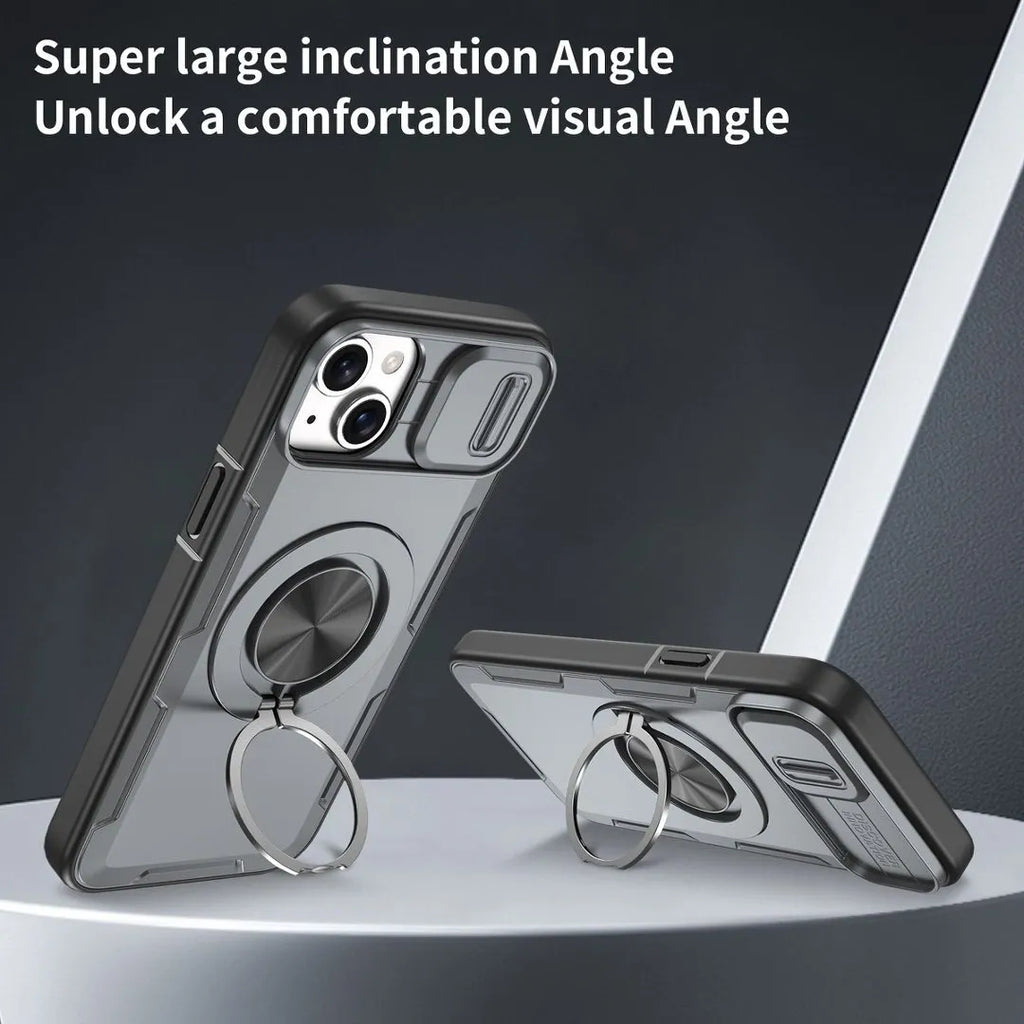 Red Warrior 2-in-1 Magnetic Sliding Lens Case grey for iPhone 14 Plus