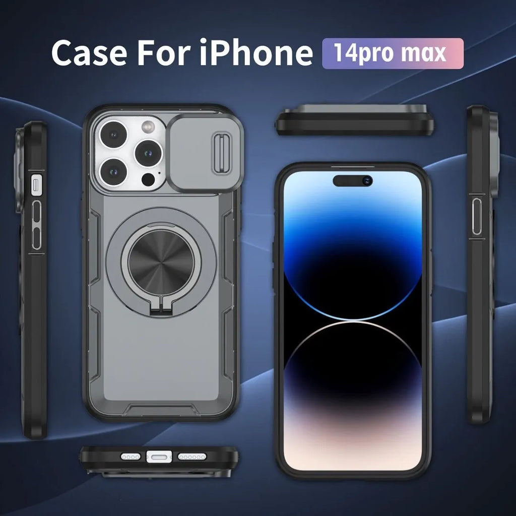 Red Warrior 2-in-1 Magnetic Sliding Lens Case grey for iPhone 14 Pro Max