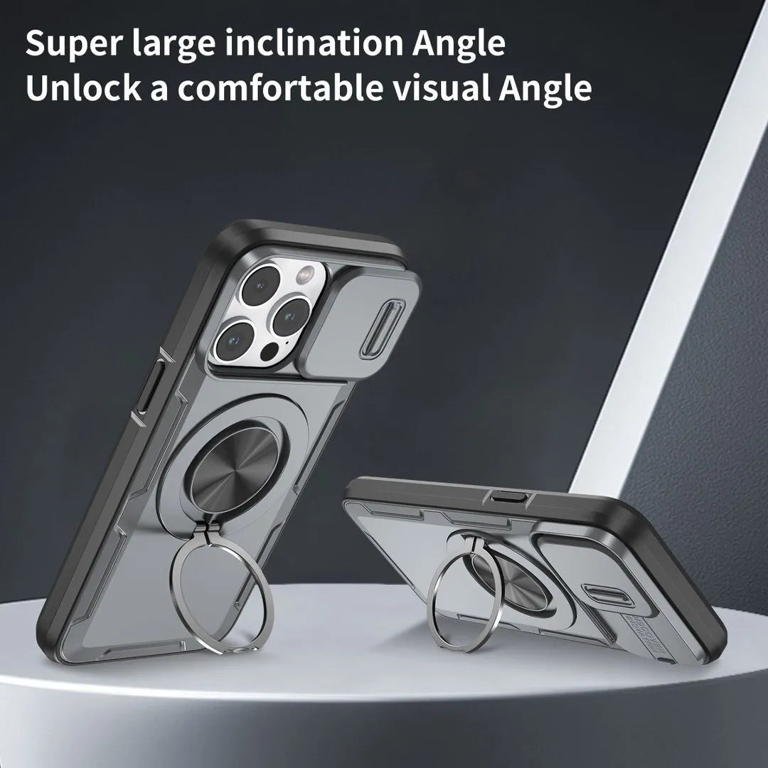Red Warrior 2-in-1 Magnetic Sliding Lens Case grey for iPhone 14 Pro