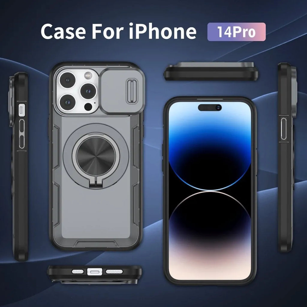 Red Warrior 2-in-1 Magnetic Sliding Lens Case grey for iPhone 14 Pro