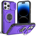 Red Warrior 2-in-1 Magnetic Sliding Lens Case Purple for iPhone 14 Pro