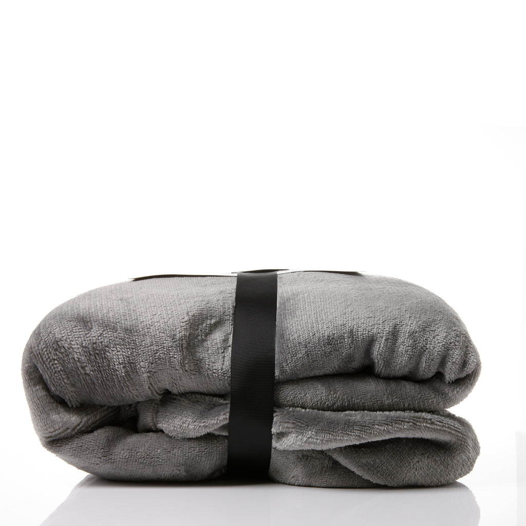Royal Comfort Snug Hoodie Nightwear Super Soft Reversible Coral Fleece 750GSM - Grey