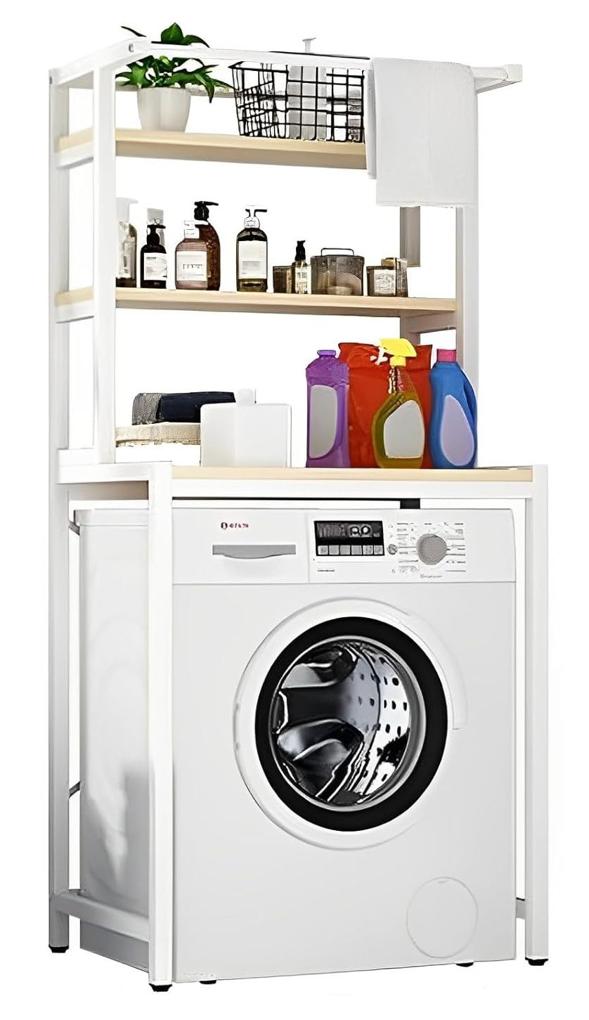 CARLA HOME 3-Tier Over Washing Machine Storage Rack Laundry Shelf Organizer for Bathroom or Toilet (White)