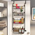 CARLA HOME 4-Tier Over the Door Organizer Heavy-Duty Metal Pantry Rack with Hanging Baskets for Home Kitchen Storage & Bathroom Door Organization