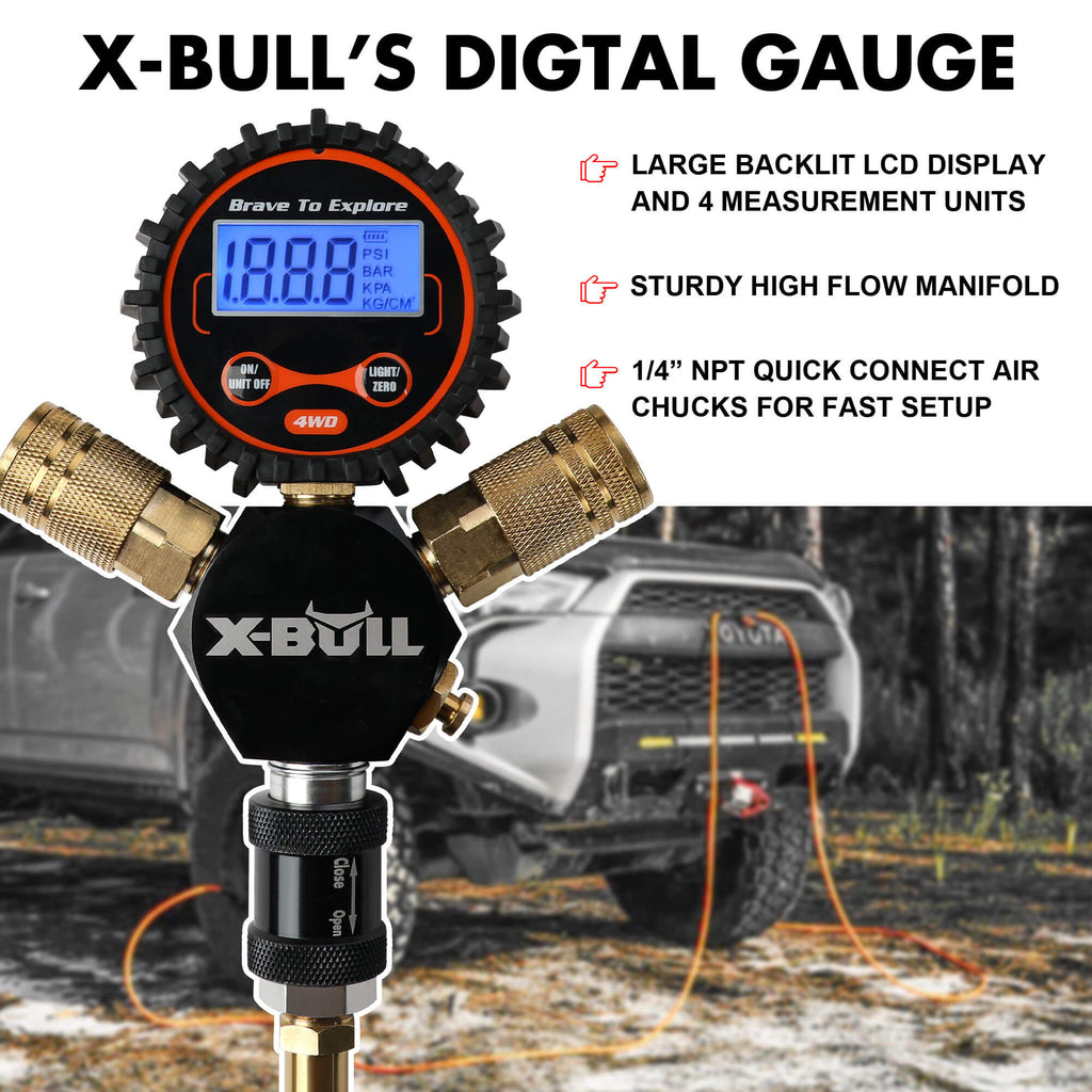 X-BULL 4 Tire Inflation Indeflate Digital 4 Hose 4 Tire Inflation Tyre Deflation System Equalizer
