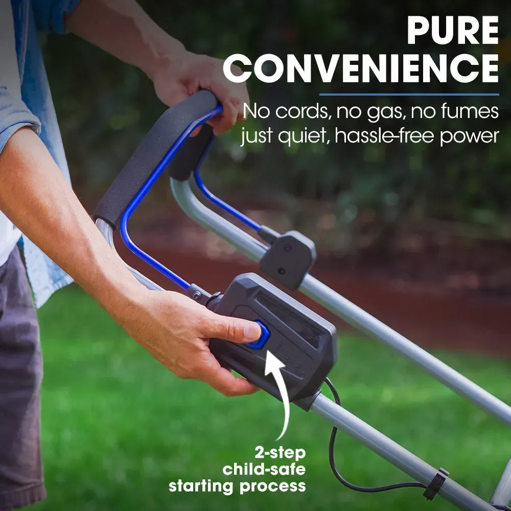 POWERBLADE 480CX 40V 17" Cordless Lawn Mower Kit, Fast Charger, 2 x 4Ah Batteries, 6 Stage Height, Brushless Electric, 430mm Cutting Path
