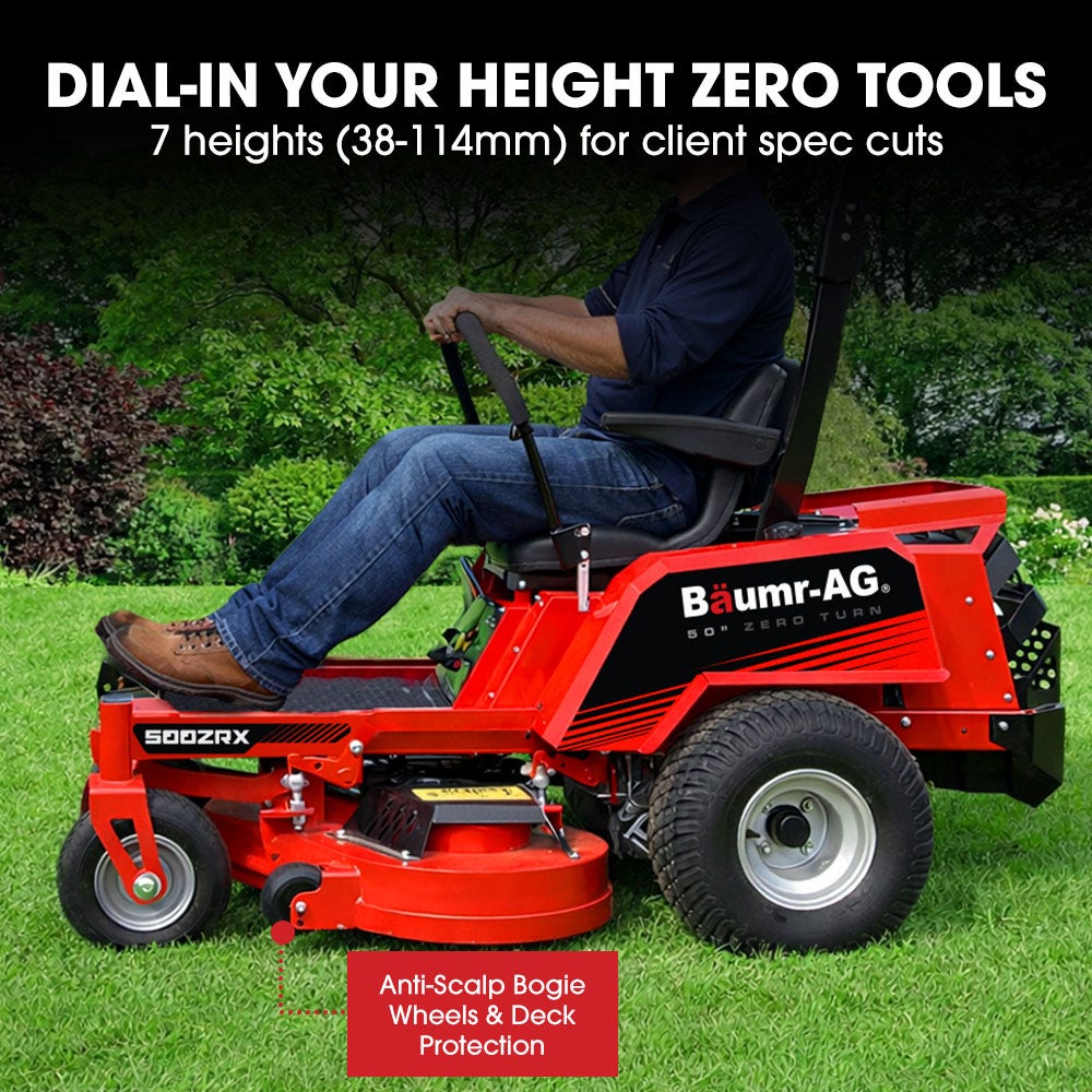 BAUMR-AG 50" Zero-Turn Ride On Mower, Electric Start, 23hp, 764cc, Hydrostatic Drive, 7 Cut Heights