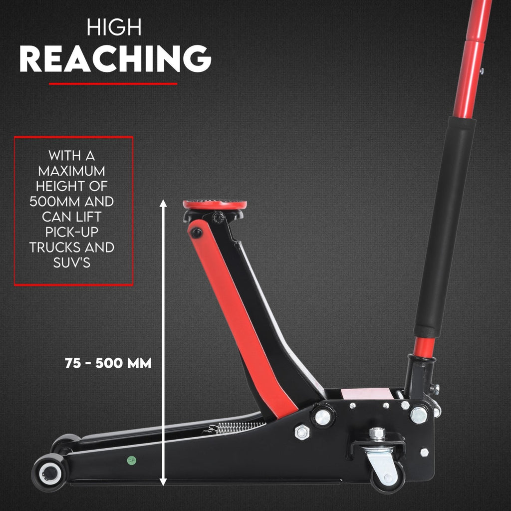 3 Ton Hydraulic Floor Jack 3T Trolley Low Profile Car Track Quick Lifting 75-500mm