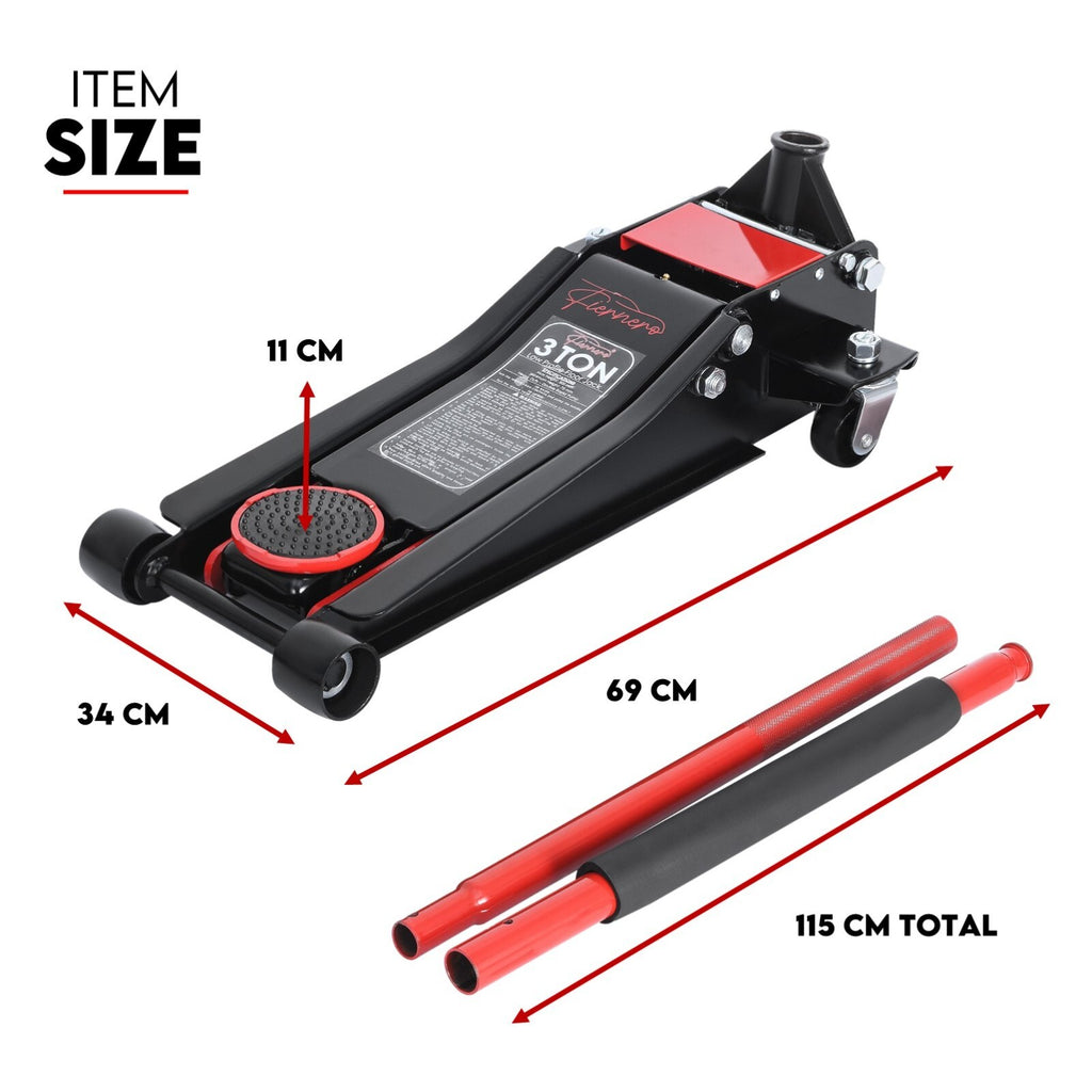 3 Ton Hydraulic Floor Jack 3T Trolley Low Profile Car Track Quick Lifting 75-500mm
